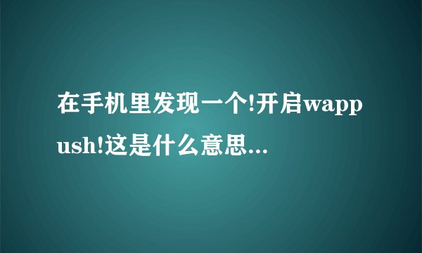 在手机里发现一个!开启wappush!这是什么意思？容许接收wap...