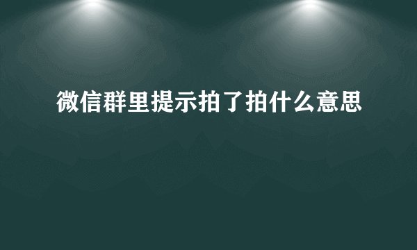 微信群里提示拍了拍什么意思