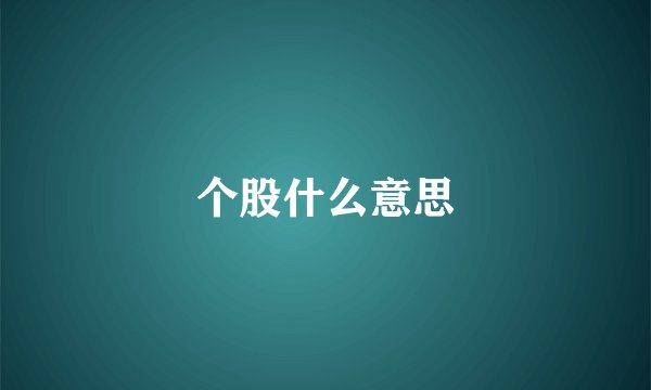 个股什么意思