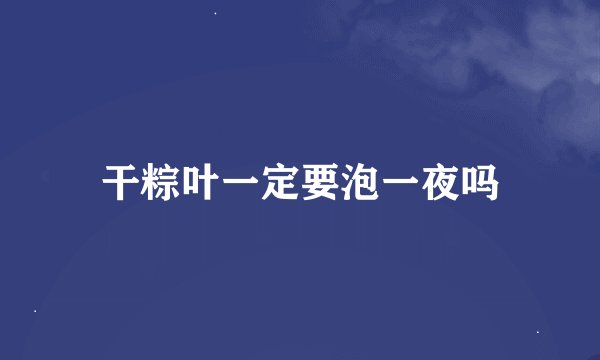 干粽叶一定要泡一夜吗
