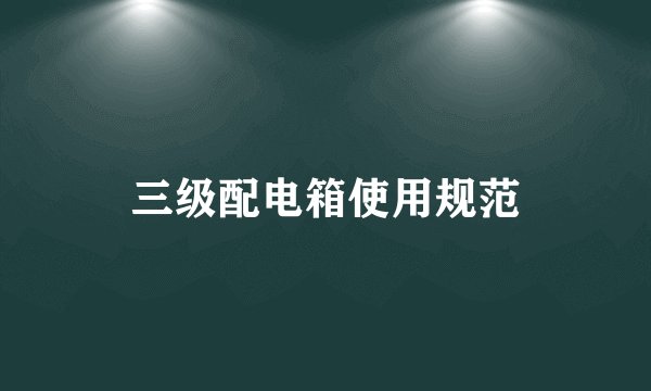 三级配电箱使用规范