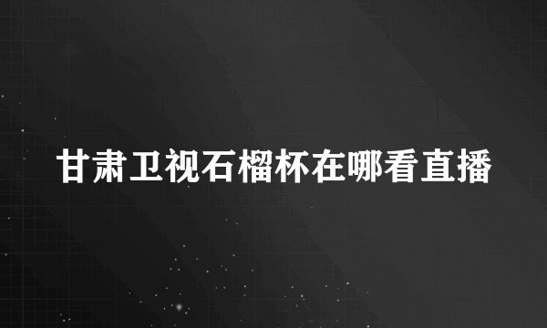 甘肃卫视石榴杯在哪看直播