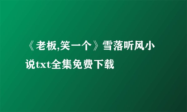 《老板,笑一个》雪落听风小说txt全集免费下载