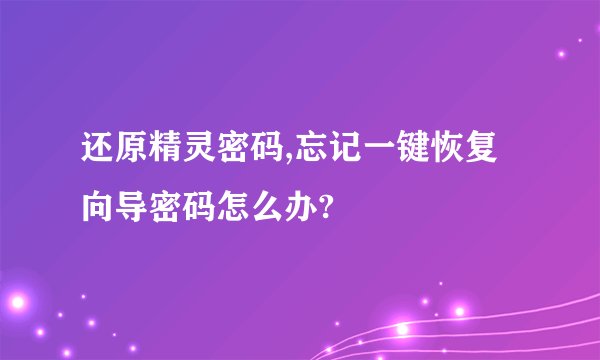 还原精灵密码,忘记一键恢复向导密码怎么办?