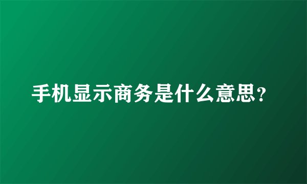 手机显示商务是什么意思？