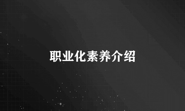 职业化素养介绍