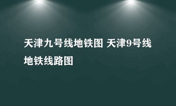 天津九号线地铁图 天津9号线地铁线路图