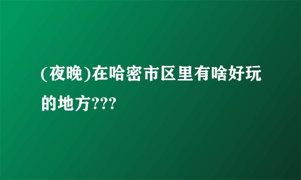 (夜晚)在哈密市区里有啥好玩的地方???