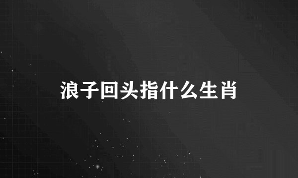 浪子回头指什么生肖