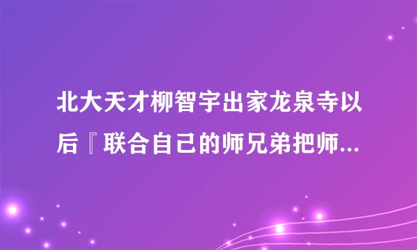 北大天才柳智宇出家龙泉寺以后『联合自己的师兄弟把师父释学诚告倒』这一事件的原委是什么？