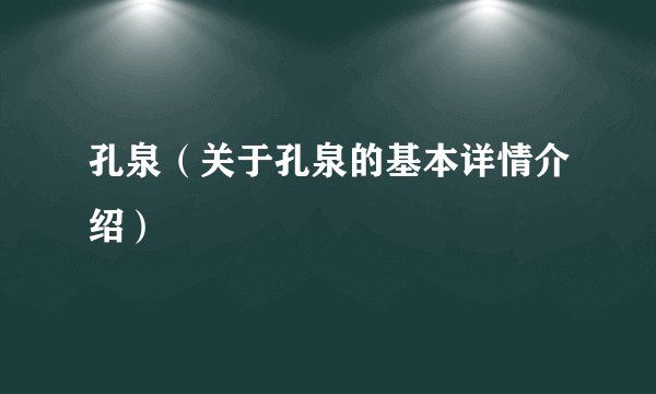 孔泉（关于孔泉的基本详情介绍）