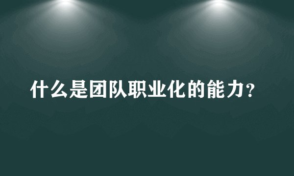 什么是团队职业化的能力？