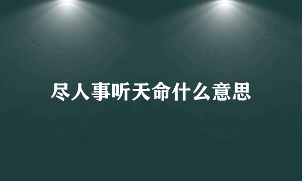 尽人事听天命什么意思