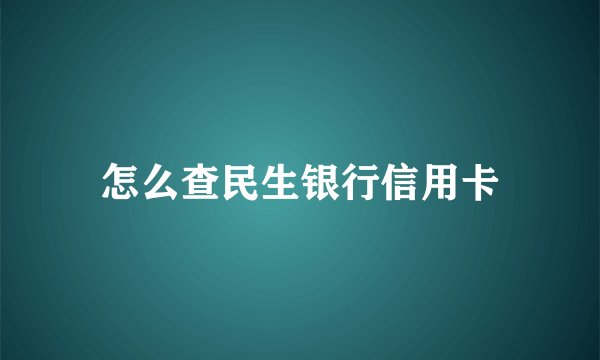 怎么查民生银行信用卡