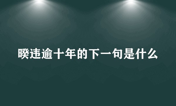 暌违逾十年的下一句是什么