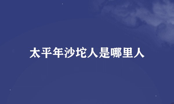 太平年沙坨人是哪里人