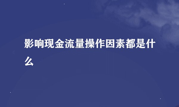 影响现金流量操作因素都是什么