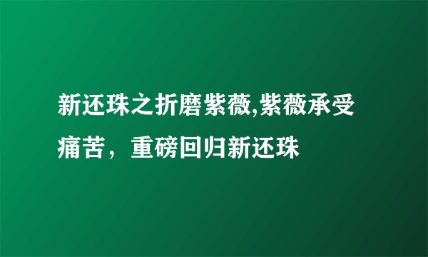新还珠之折磨紫薇,紫薇承受痛苦，重磅回归新还珠