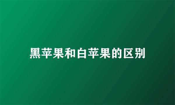 黑苹果和白苹果的区别