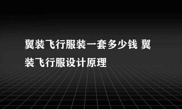 翼装飞行服装一套多少钱 翼装飞行服设计原理