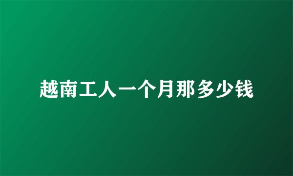 越南工人一个月那多少钱