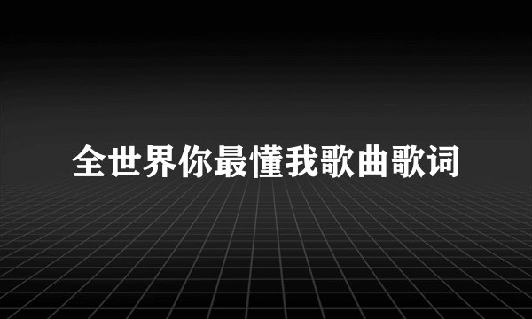 全世界你最懂我歌曲歌词