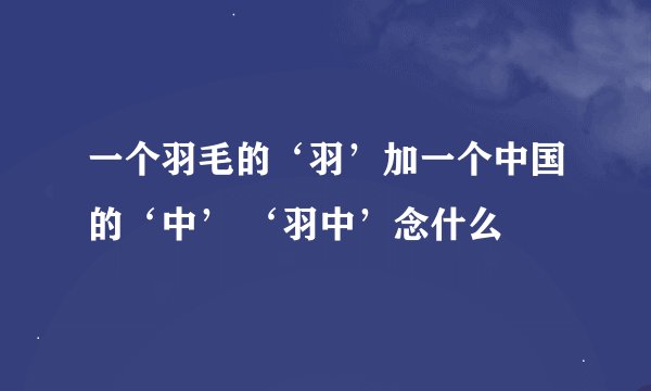 一个羽毛的‘羽’加一个中国的‘中’ ‘羽中’念什么