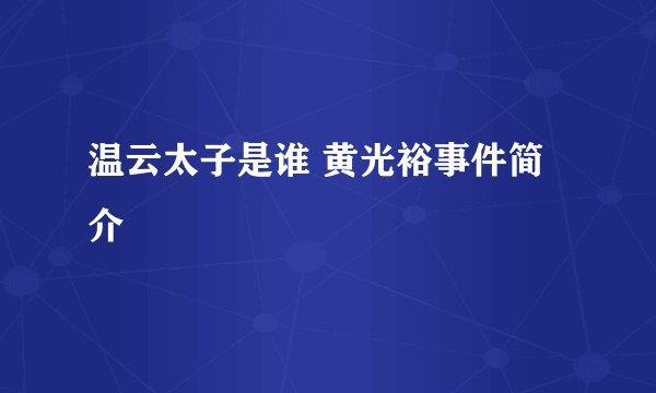 温云太子是谁 黄光裕事件简介