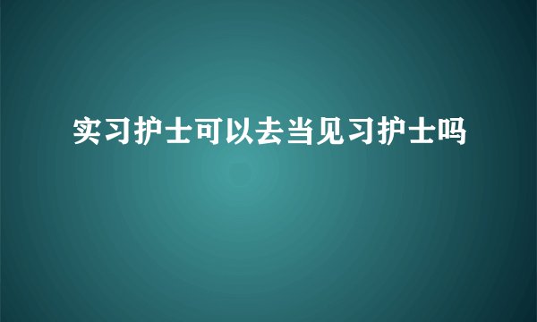 实习护士可以去当见习护士吗