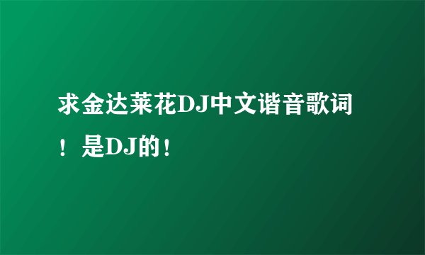 求金达莱花DJ中文谐音歌词！是DJ的！