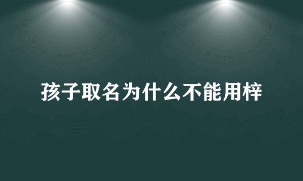 孩子取名为什么不能用梓