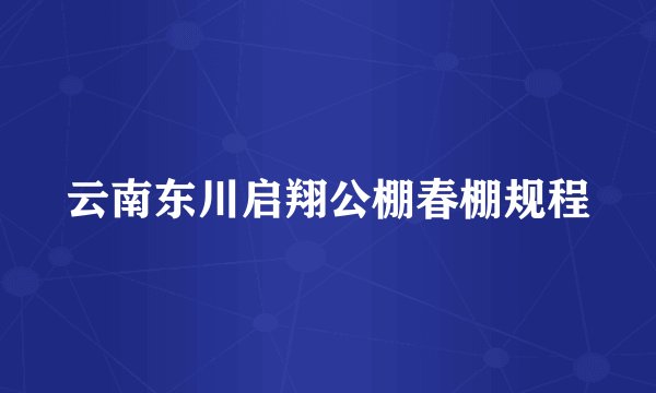 云南东川启翔公棚春棚规程