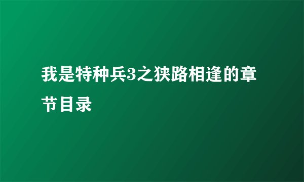 我是特种兵3之狭路相逢的章节目录