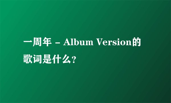 一周年 - Album Version的歌词是什么？