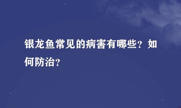 银龙鱼常见的病害有哪些？如何防治？