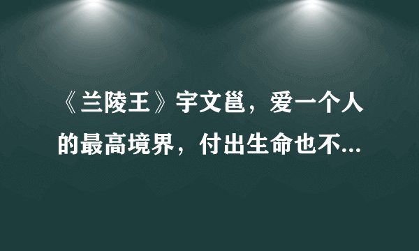 《兰陵王》宇文邕，爱一个人的最高境界，付出生命也不愿让你知道，只怕你愧疚分毫。