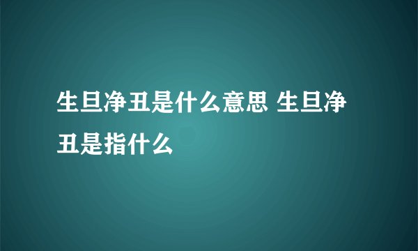 生旦净丑是什么意思 生旦净丑是指什么