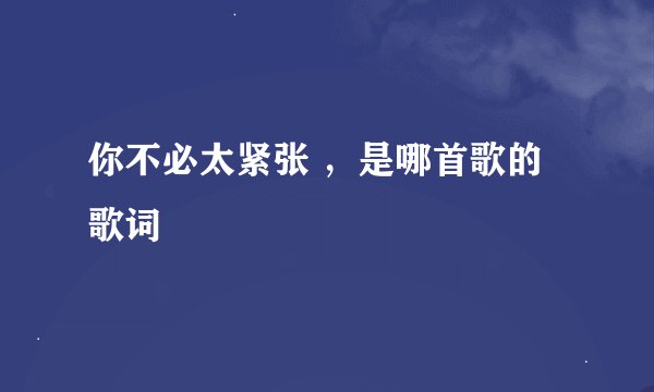 你不必太紧张 ，是哪首歌的歌词