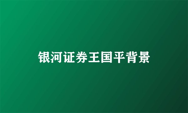 银河证券王国平背景