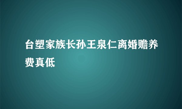台塑家族长孙王泉仁离婚赡养费真低