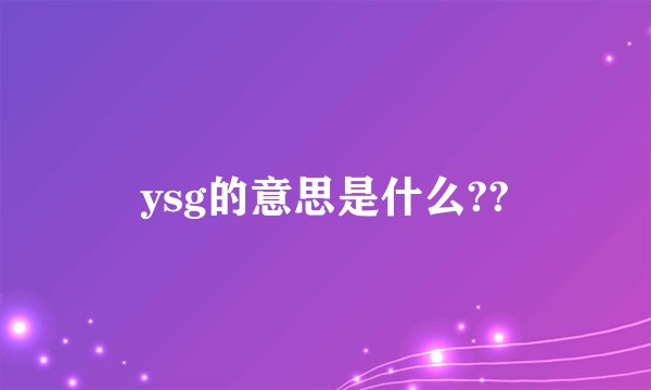 ysg的意思是什么??