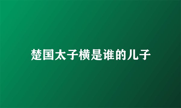 楚国太子横是谁的儿子