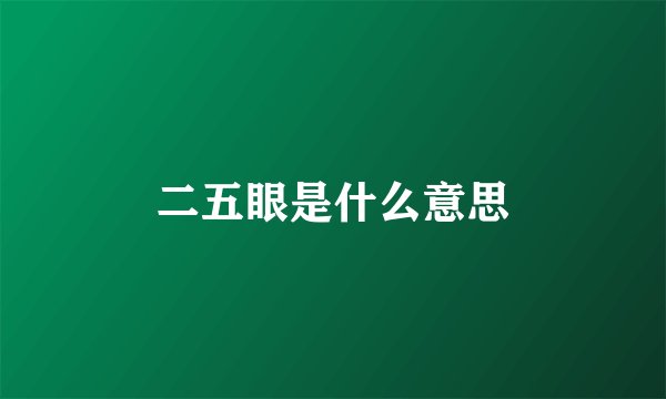 二五眼是什么意思