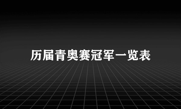 历届青奥赛冠军一览表
