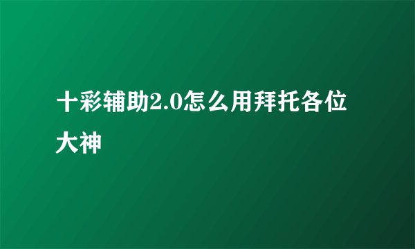十彩辅助2.0怎么用拜托各位大神