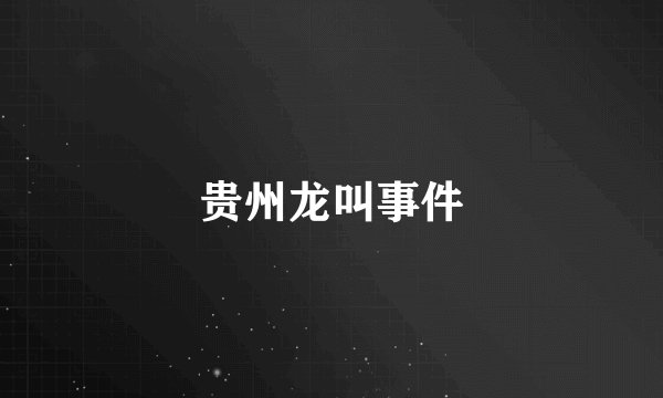 贵州龙叫事件