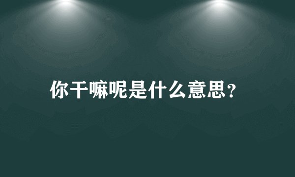 你干嘛呢是什么意思？