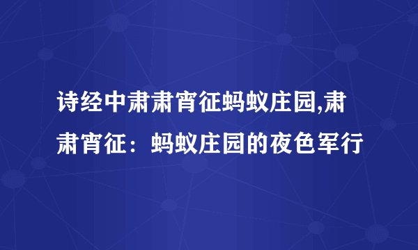 诗经中肃肃宵征蚂蚁庄园,肃肃宵征：蚂蚁庄园的夜色军行