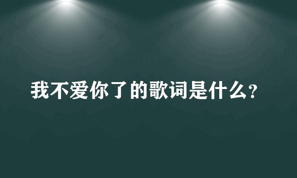 我不爱你了的歌词是什么？