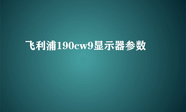 飞利浦190cw9显示器参数